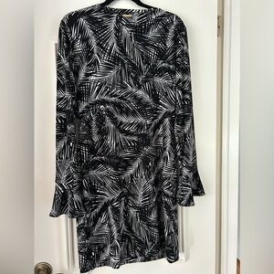 Michael Kors Black and White Leaf Print Dress